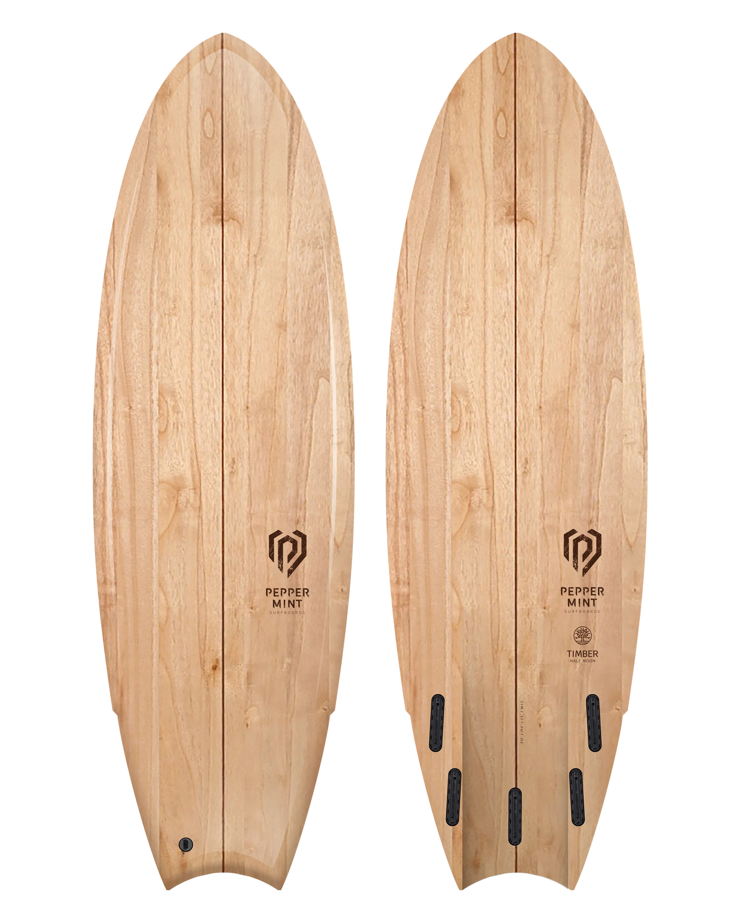 Planche de Surf Bois Naturel Peppermint Half Moon 5'11"