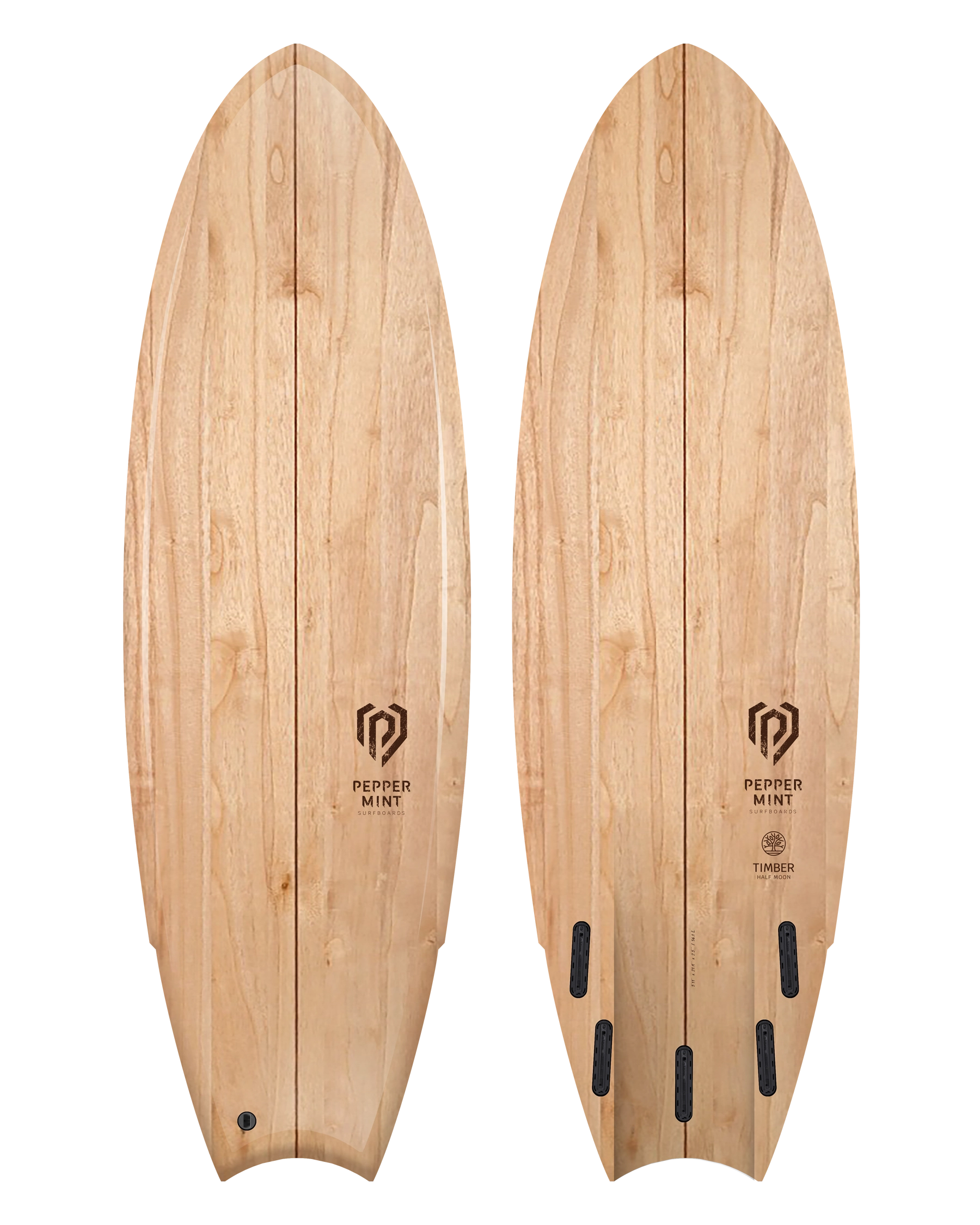 Planche de Surf Bois Naturel Peppermint Half Moon 5'11"