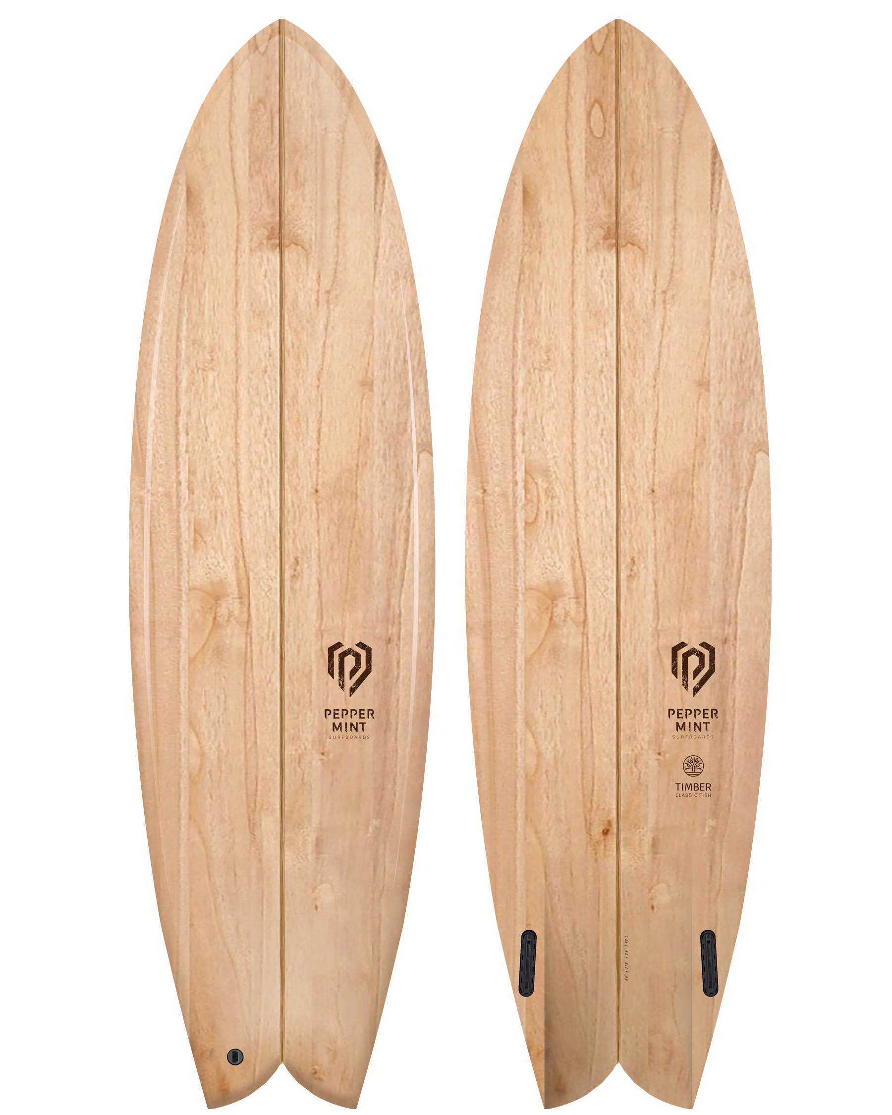 Panche de Surf Bois Naturel Peppermint Classic Fish 6'6"