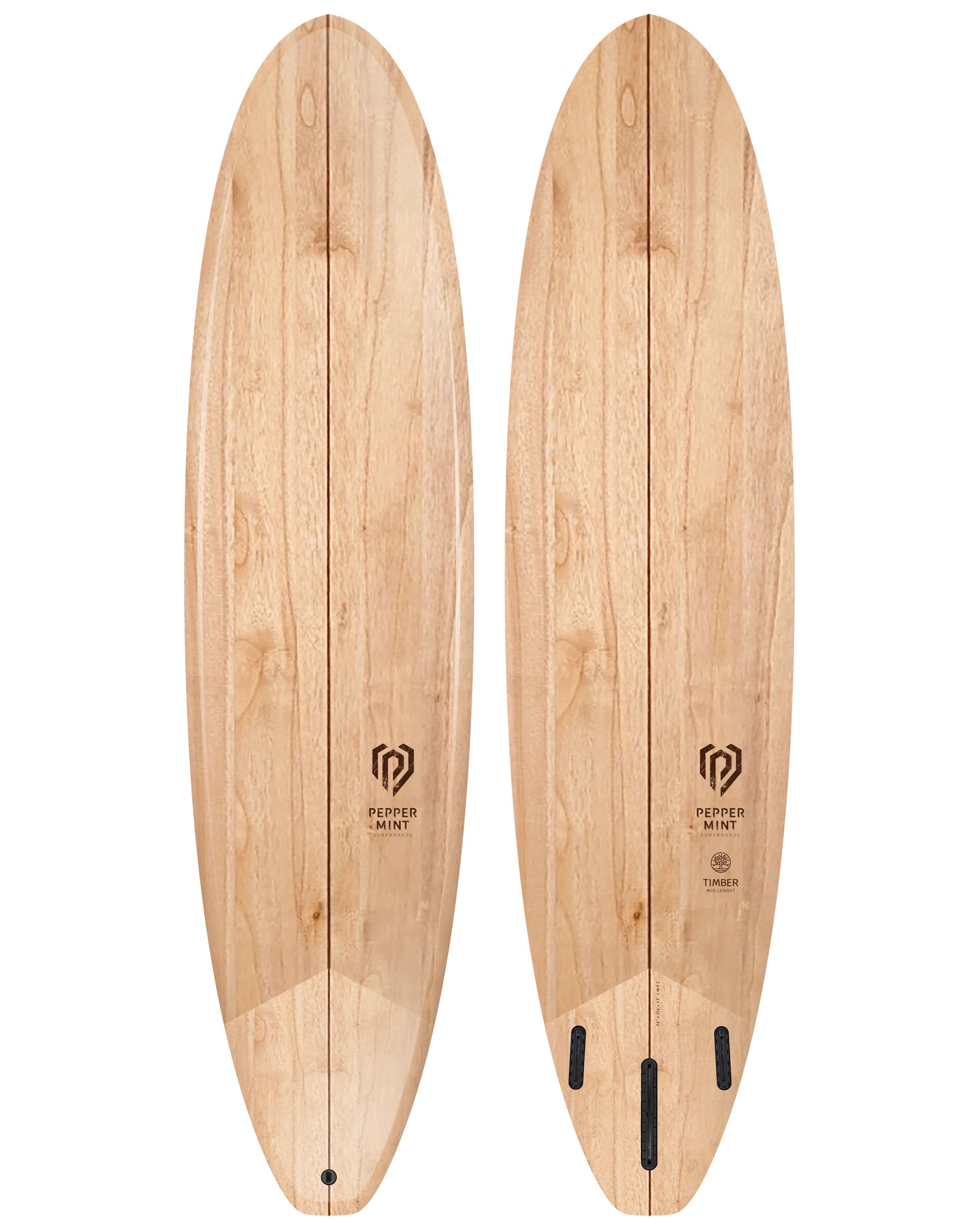 Planche de Surf Bois Naturel Peppermint Mid Lenght 7'6"