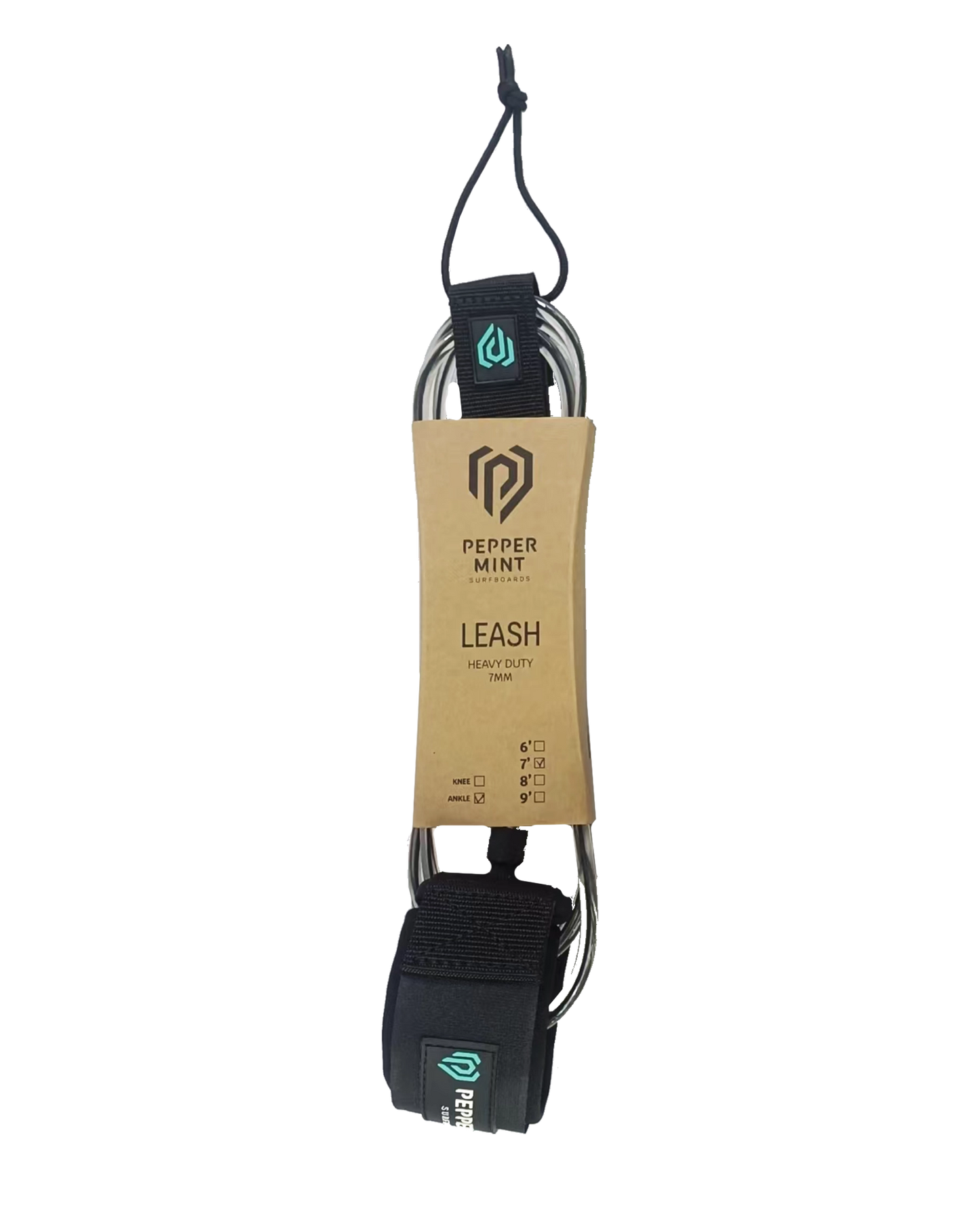 Leash Surf Peppermint 6'  
corde 7mm noir transparent 