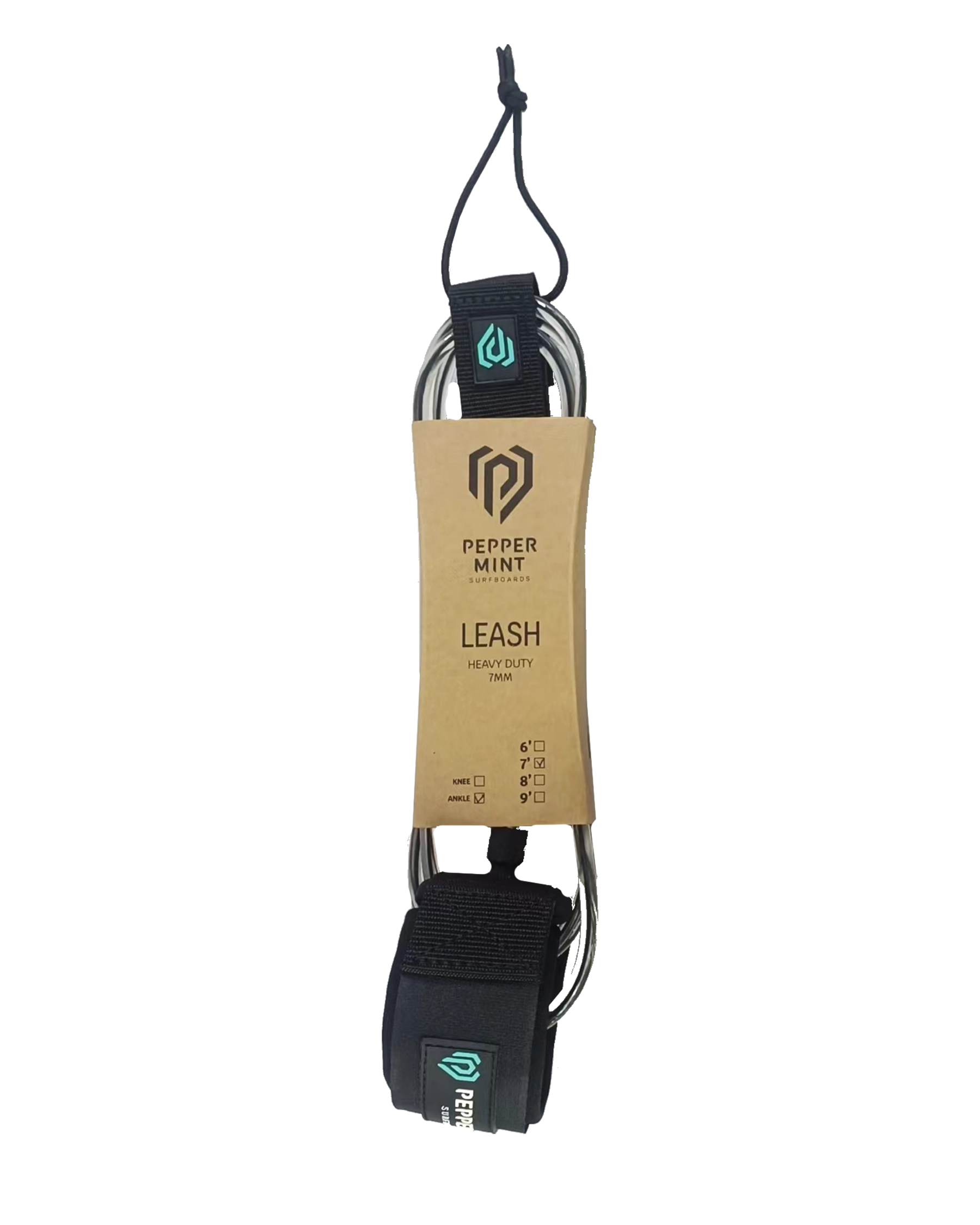 Leash Surf Peppermint 6'  
corde 7mm noir transparent 